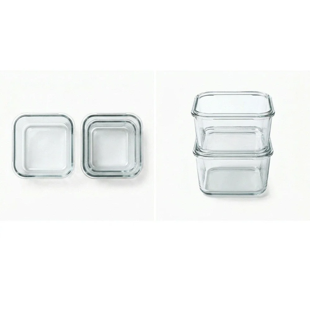 Glasslock OCST-014 Square Oven Safe Glass Storage Containers‎ 145ml Set 2 Korea
